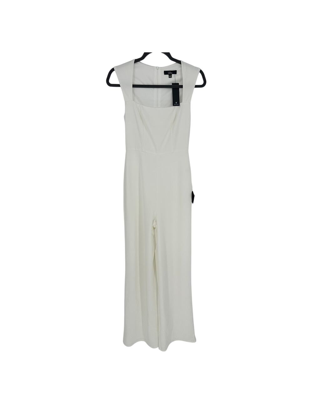 Lulus Jumpsuit Womens S White Enticing Endeavors Wide Leg Square Neck NWT Bridal